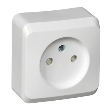 ЭТЮД Розетка наружная без заземления со шторками белая