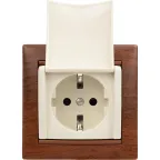 VALENA Розетка с заземлением с крышкой в рамку слоновая кость