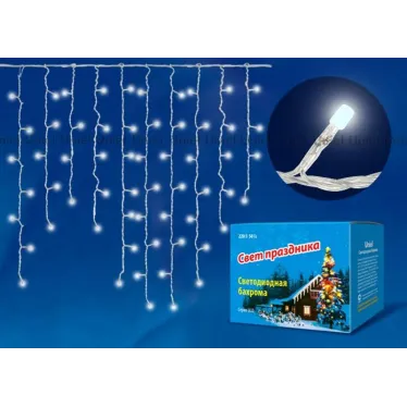 Бахрома светодиодная с контроллером 200 светодиодов 3 м белый IP20 провод прозрачный ULD-B3010-200/DTA WHITE IP20