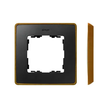 Рамка на 1 пост цвета графит с металлическим основанием цвета латунь S82 Detail