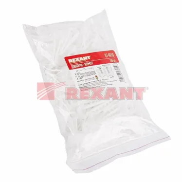 Дюбель-хомут нейлоновый прямоугольный 5-10 мм белый упаковка 100 шт., REXANT