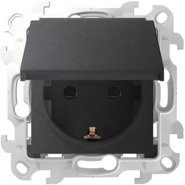 Розетка 2К+З Schuko IP44, графит