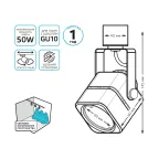 Светильник трековый однофазный под лампу GU10 220V IP20 60*145мм белый куб | TR010 | Gauss