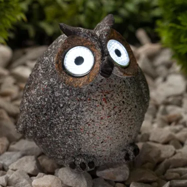 Садовый светильник Сова серая на солнечной батарее, полистоун, 11,5 см ERAFYS01-08
