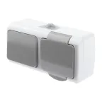 Блок розетка с выключателем Intro Atlantic 5-701-03 одноклавишным 2P+E, 10(16)А-250В, открытой установки, IP54, серый