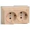 ОКТАВА Розетка двойная наружная с заземлением сосна без крышки 16А