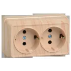 ОКТАВА Розетка двойная наружная с заземлением сосна без крышки 16А