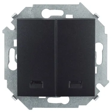 Выключатель двухклавишный с подсветкой, 16А 250В, винтовой зажим, графит S15