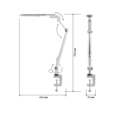 Светильник настольный светодиодный NLED-496-12W-S на струбцине серебро