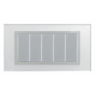 Рамка с суппортом на 5 узких модулей, S82C, серебро - алюминий (стекло)