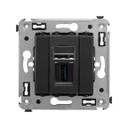 Avanti USB 3.0 розетка одинарная в стену, тип А-А, , Черный матовый