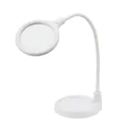 Лупа настольная 3D с подсветкой 30 LED, подставка+прищепка, белая | 31-0247 | REXANT