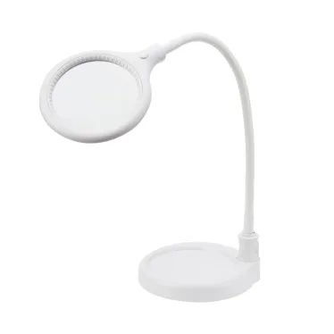 Лупа настольная 3D с подсветкой 30 LED, подставка+прищепка, белая | 31-0247 | REXANT