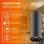 Светильник светодиодный накладной HD029 12W (черный/черный) 3000K 79x200мм | HD029 | Gauss