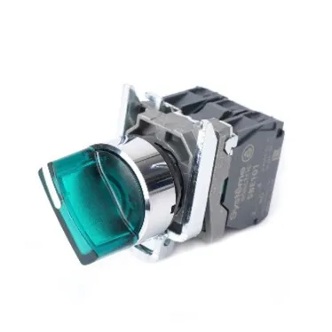 Пер-ль SB4 с подсвет в сборе 22мм 3поз зел с фикс металл 24В DC 1НО+1НЗ