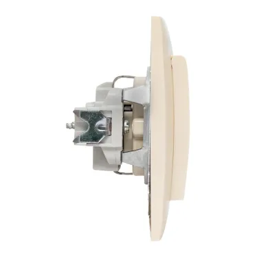 Валенсия розетка 1-местная с/з 16А кремова с крышкой и защ. штор.