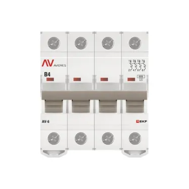 Выключатель автоматический AV-6 4P 4A (B) 6kA AVERES