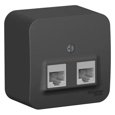 Розетка BLANCA наружная двойная компьютерная RJ45, кат.5e, с изолирующей пластиной, антрацит