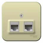 Розетка открытой установки BLANCA двойная компьютерная RJ45, кат.5E, с изолирующей пластиной, белый, бежевый