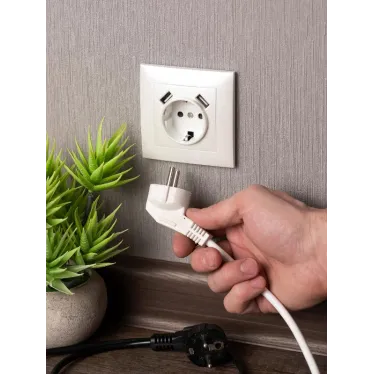 Валенсия лицевая панель розетки 1-местной с/з 16А жемчуг с защ. штор. с 2 USB 2,1А