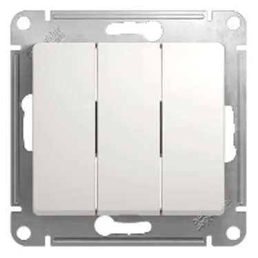 GLOSSA Выключатель трехклавишный в рамку белый схема 3