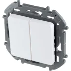 Выключатель двухклавишный - Legrand Inspiria - 10А 250В безвинтовые зажимы - белый
