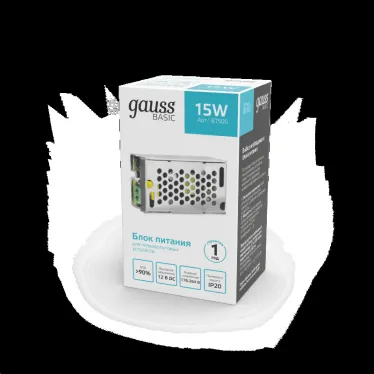Блок питания для светодиодной ленты 15 Вт AC 176-264В Uвых 12В IP20 70х39х31мм Basic Gauss