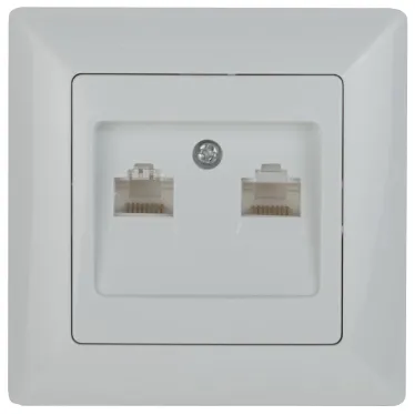 Розетка информационная 2xRJ45, СУ, Solo, белый, 4-304-01