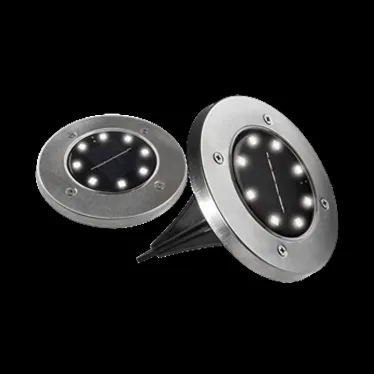 Светильник светодиодный для ландшафтного освещения садово-парковый ДВУ-0.2Вт 5000К в грунт солнечная батарей нерж. сталь компл. 2шт IP44