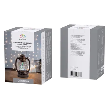 Декоративный фонарь с эффектом снегопада и подсветкой "Снеговики", Белый | 501-061 | NEON-NIGHT