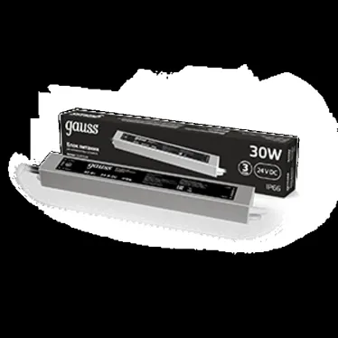 Блок питания для светодиодной ленты 30 Вт AC 100-264В Uвых 24В IP66 220х30х20мм Black Gauss