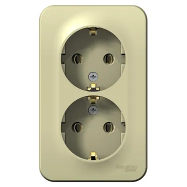 Розетка открытой установки BLANCA двойная с заземлением без шторок, с изолирующей пластиной, 16А, 250В, бежевый