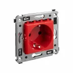Avanti Розетка в стену, 2P+E, с защитными шторками, ''Красный квадрат''