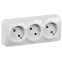 GLORY Розетка трехместная наружная без заземления белая