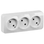 GLORY Розетка трехместная наружная без заземления белая