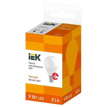 Лампа светодиодная G45 шар 9Вт 230В 3000К E14 IEK