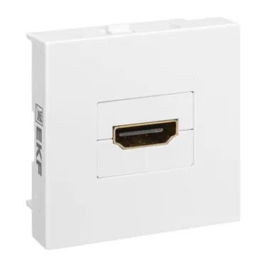 Розетка HDMI 45x45, 2 модуля, 1 гнездо, без индикатора, белая EKF