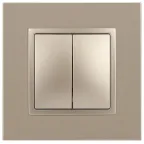 Выключатель двойной, 10АХ-250В, Эра Elegance, шампань,14-1104-04