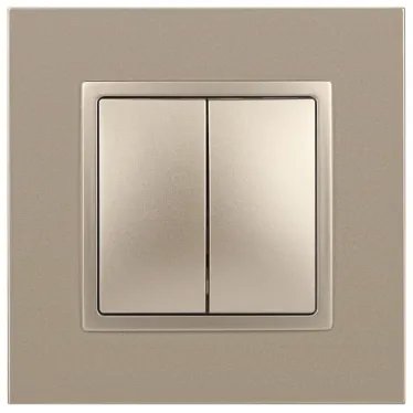 Выключатель двойной, 10АХ-250В, Эра Elegance, шампань,14-1104-04