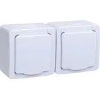 Гермес PLUS Розетка двойная наружная с заземлением с крышкой IP54