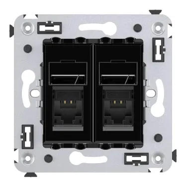 Avanti Розетка RJ-45 в стену, 5e двойная,Черный квадрат