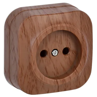 GLORY Розетка одноместная наружная без заземления дуб