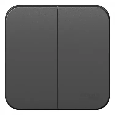 Выключатель BLANCA двухклавишный наружный (схема 5) с изоляционной пластиной 10A 250B антрацит