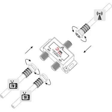 Делитель ТВ Simple DS-F-01 2 ответвления под F разъём 5-1000 МГц