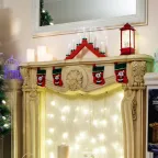 Новогодняя горка 7 свечек, цвет корпуса: Красный, цвет свечения: ТЕПЛЫЙ БЕЛЫЙ | 501-082 | NEON-NIGHT