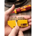 Шина 0 N 6х9мм 8 отверстий латунь желтый изолятор на DIN-рейку PROxima