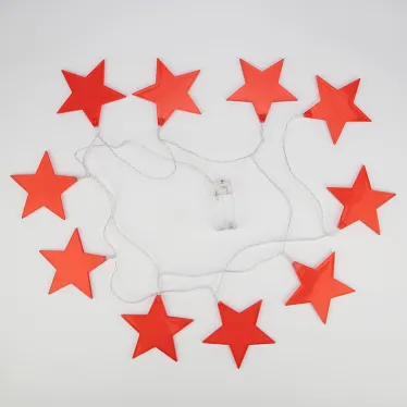 Гирлянда светодиодная Звездопад красная 10 LED, 2,25 м, прозрачн. ПВХ, теплый белый свет свечения, 2хАА (батарейки не в компл.) | 304-002 | NEON-NIGHT