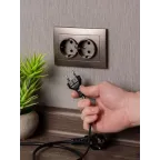 Валенсия лицевая панель розетки 2-местной с/з 16А графит с защ. штор.