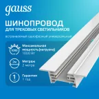 Шинопровод осветительный встраиваемый 2м белый (с адаптером питания и заглушкой) | TR128 | Gauss