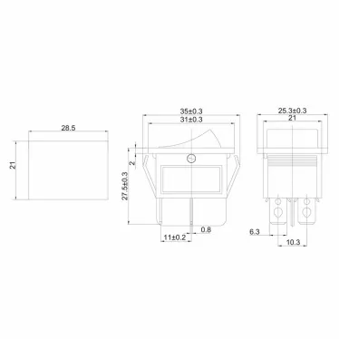 Выключатель клавишный 250V 16А (4с) ON-OFF красный с подсветкой | 36-2330 | REXANT